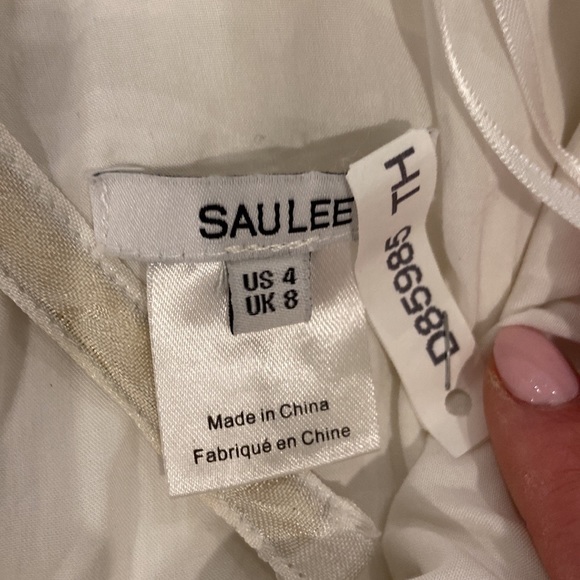 Womens size 4 saulee white crocheted high low dress - Picture 3 of 4